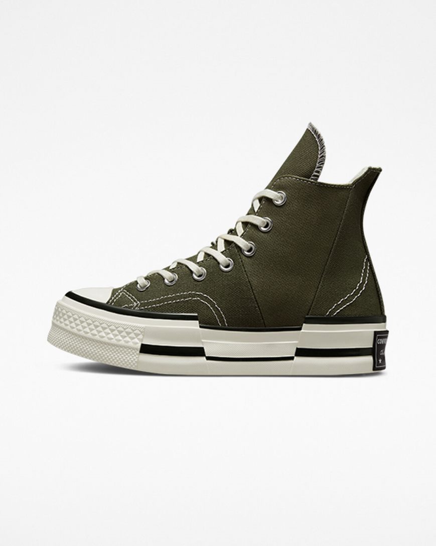 Dámské Boty Vysoké Converse Chuck 70 Plus Olivy Zelené Černé | CZ NZAX52